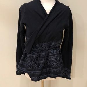 Lucky Brand Embroidered Wrap Style Cardigan